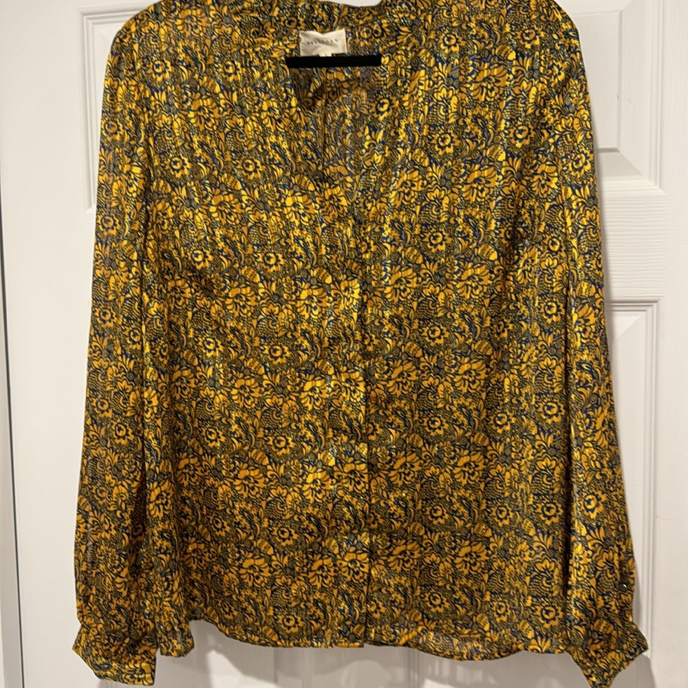 Women’s size large Blue and Gold button up blouse